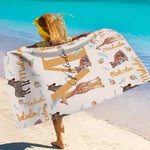 Toalla de playa de microfibra de secado rápido con iniciales de animales de la jungla personalizada con nombre Regalo de cumpleaños esencial para viajes de vacaciones para la familia y los niños