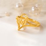 Personalised Gold Vintage Diamond Cut Slanted Heart Letter Ring with Initial Dainty Jewellery Birthday Anniversary Gift for Women