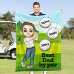 Personalized Cartoon Golf Player Design Soft Throw Blanket with Title and 1-12 Names Home Decor Birthday Gift for Family Golf Enthusiasts