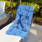 Personalisierte Marine Tier Initial Name Quick Dry Oversized Strandtuch Reisezubehör Sommerurlaub Geburtstag Geschenk für Familie Freunde Kinder