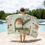 Personalisierte niedlichen Woodland Tiere erste überdimensioniert schnell trocknen Strand Handtuch mit Namen Reise Essentials Geburtstag Geschenk für Jungen Mädchen