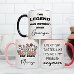 Personalized Multicolor Floral Retirement Themed 11 oz 15 oz Ceramic Mug with Name and Year Retirement Gift for Friend Family