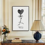 Personalized Heart Fingerprints Tree Face Contours Canvas Poster Framed Frameless Painting Wall Decor Valentine's Day Anniversary Gift for Couple