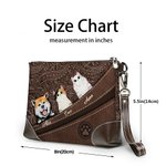 Personalizada Vintage Cartoon 1-5 Perros Gatos Cartera de cuero con cremallera Cartera con nombres Bolsa de embrague portátil Regalo de cumpleaños para los dueños de mascotas amantes