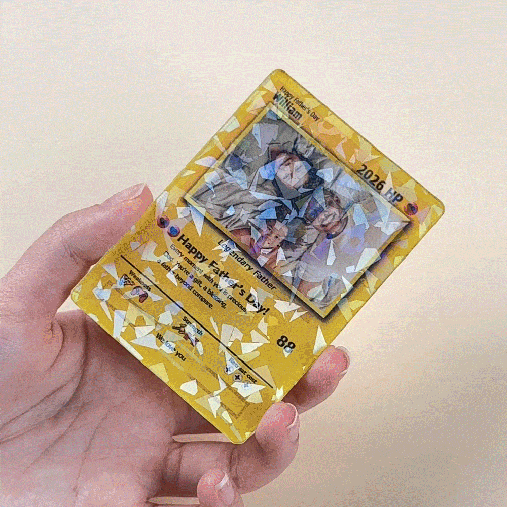 Carte TCG Classique Personnalisable avec Photo et Texte Support en Bois Cadeau Fete des Peres Anniversaire pour Papa