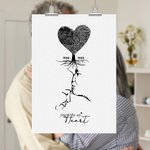 Personalized Heart Fingerprints Tree Face Contours Canvas Poster Framed Frameless Painting Wall Decor Valentine's Day Anniversary Gift for Couple
