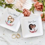 Personalizada de dibujos animados de mamá y el niño de nacimiento de flores de cerámica baratija joyería plato con nombre de cumpleaños Día de la Madre de regalo para la mamá abuela