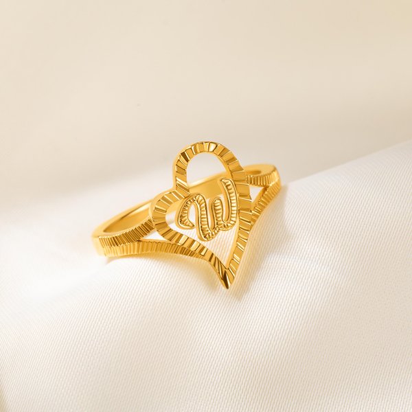 Gepersonaliseerd Goud Vintage Diamant Geslepen Schuin Hart Letter Ring met initiaal sieraad Verjaardag Verjaardagscadeau voor vrouwen