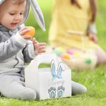 Personalized Easter Bunny Ears Bow Gift Box with Name Easter Egg Hunting Holiday Party Gift for Boys Girls