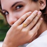 Personalised Gold Vintage Diamond Cut Slanted Heart Letter Ring with Initial Dainty Jewellery Birthday Anniversary Gift for Women