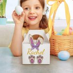 Personalized Easter Bunny Ears Bow Gift Box with Name Easter Egg Hunting Holiday Party Gift for Boys Girls