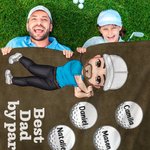 Personalized Cartoon Golf Player Design Soft Throw Blanket with Title and 1-12 Names Home Decor Birthday Gift for Family Golf Enthusiasts