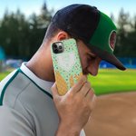 Personalized Ice Cream Cone Drip Baseball Double-Layer Phone Case for iPhone with Name and Number Birthday Gift for Baseball Lover