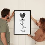 Personalized Heart Fingerprints Tree Face Contours Canvas Poster Framed Frameless Painting Wall Decor Valentine's Day Anniversary Gift for Couple