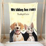 Personalisierte Mein Geschwisterchen hat Pfoten Cartoon Katze Hund weiche Decke mit Namen Zimmer Dekoration Geburtstag Baby Dusche Geschenk für Baby