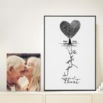 Personalized Heart Fingerprints Tree Face Contours Canvas Poster Framed Frameless Painting Wall Decor Valentine's Day Anniversary Gift for Couple