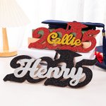 Personalized Glitter Graduation Wood Sign with Name and Year Graduation Photo Prop Decoration Gift for Class of 2025 Graduates