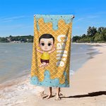 Toalla de playa personalizada con el nombre de un niño helado de dibujos animados Accesorios de verano Regalo de cumpleaños para niños Niñas
