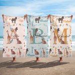 Toalla de playa de microfibra de secado rápido con iniciales de animales de la jungla personalizada con nombre Regalo de cumpleaños esencial para viajes de vacaciones para la familia y los niños