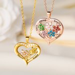 Personalisierte Herzförmige Familie Hakskette mit 1-8 Geburtsstein-Blumen Namen Gravur Geburtstag Jahrestag Muttertag Geschenk für Damen Mama Oma