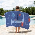 Personalisierte Marine Tier Initial Name Quick Dry Oversized Strandtuch Reisezubehör Sommerurlaub Geburtstag Geschenk für Familie Freunde Kinder