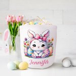 Personalisierte niedliche Küken Hase große Kapazität Leinwand Korb mit Namen Ostereier Jagd Party Favor Geschenk für Jungen Mädchen