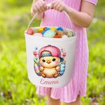Personalisierte niedliche Küken Hase große Kapazität Leinwand Korb mit Namen Ostereier Jagd Party Favor Geschenk für Jungen Mädchen