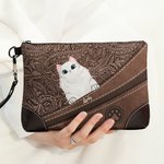 Personalizada Vintage Cartoon 1-5 Perros Gatos Cartera de cuero con cremallera Cartera con nombres Bolsa de embrague portátil Regalo de cumpleaños para los dueños de mascotas amantes