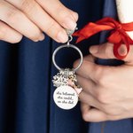 Personalized Pink Flower Clover Heart Lock Keychain with Initial Charm and She Believed She Could Disc Class of 2025 Graduation Gift for Graduates