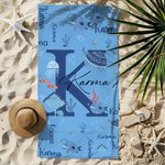 Personalisierte Marine Tier Initial Name Quick Dry Oversized Strandtuch Reisezubehör Sommerurlaub Geburtstag Geschenk für Familie Freunde Kinder