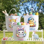Personalisierte niedliche Küken Hase große Kapazität Leinwand Korb mit Namen Ostereier Jagd Party Favor Geschenk für Jungen Mädchen