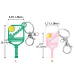 Personalized Multicolor 3D Printed Pickleball Paddle Keychain Bag Charm with Name Set of 2 Birthday Sports Gift for Pickleball Lovers