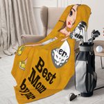 Personalized Cartoon Golf Player Design Soft Throw Blanket with Title and 1-12 Names Home Decor Birthday Gift for Family Golf Enthusiasts