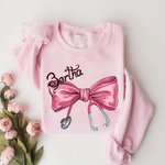 Personalized Multicolor Bow Stethoscope T-shirt Sweatshirt with Name Nurse Week Birthday Appreciation Gift for Nurse Doctor Medical Staff