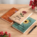 Personalisierte Zodiac Geburt Blume A5 Leder Notizbuch mit 100 linierten Seiten und Name Ruhestand Neuanfang Geschenk für Rentner Kollegen
