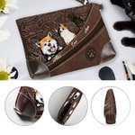 Personalizada Vintage Cartoon 1-5 Perros Gatos Cartera de cuero con cremallera Cartera con nombres Bolsa de embrague portátil Regalo de cumpleaños para los dueños de mascotas amantes