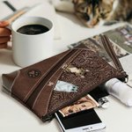 Personalizada Vintage Cartoon 1-5 Perros Gatos Cartera de cuero con cremallera Cartera con nombres Bolsa de embrague portátil Regalo de cumpleaños para los dueños de mascotas amantes