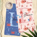 Personalisierte Marine Tier Initial Name Quick Dry Oversized Strandtuch Reisezubehör Sommerurlaub Geburtstag Geschenk für Familie Freunde Kinder