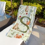 Personalisierte niedlichen Woodland Tiere erste überdimensioniert schnell trocknen Strand Handtuch mit Namen Reise Essentials Geburtstag Geschenk für Jungen Mädchen