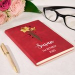 Personalisierte Zodiac Geburt Blume A5 Leder Notizbuch mit 100 linierten Seiten und Name Ruhestand Neuanfang Geschenk für Rentner Kollegen