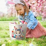 Personalisierte niedliche Küken Hase große Kapazität Leinwand Korb mit Namen Ostereier Jagd Party Favor Geschenk für Jungen Mädchen