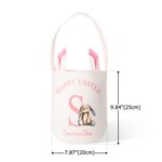 Personalized Cute Bunny Happy Easter Initial Design Reusable Bunny Ears Basket with Name Party Favor Easter Hunting Birthday Gift for Kids Family