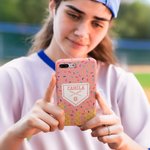 Personalized Ice Cream Cone Drip Baseball Double-Layer Phone Case for iPhone with Name and Number Birthday Gift for Baseball Lover