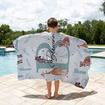 Toalla de playa de microfibra de secado rápido con iniciales de animales de la jungla personalizada con nombre Regalo de cumpleaños esencial para viajes de vacaciones para la familia y los niños