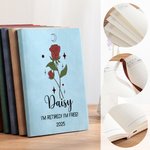 Personalisierte Zodiac Geburt Blume A5 Leder Notizbuch mit 100 linierten Seiten und Name Ruhestand Neuanfang Geschenk für Rentner Kollegen