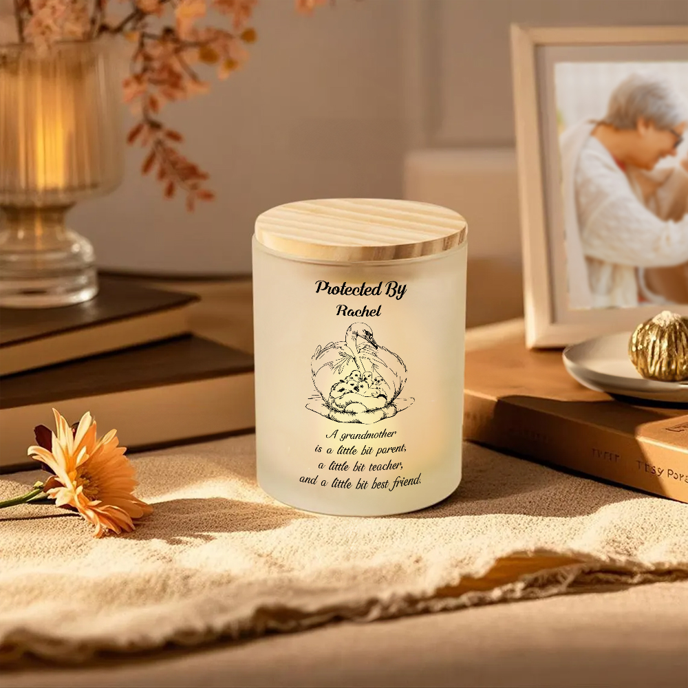 Personalized Mama Swan Protects Her Babies LED Candle Jar with Name and Text Home Decor Mother's Day Birthday Gift for Mom Grandma