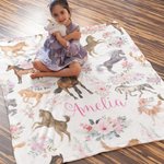 Personalisierte Pferd Floral weiche Decke mit Namen Warm Home Decor Geburtstag Kindertag Baby Dusche Geschenk für Kinder Neugeborene Pferdeliebhaber