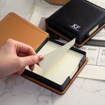 Personalized PU Leather Sticky Note Holder with Text and Initial School Office Supplies Teacher's Day Gift for Educator Nurse Librarian