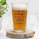 Personalized 1-6 Handwritten Text Design 16 oz Clear Beer Glass with Name and Age Father's Day Birthday Gift for Dad Grandpa Beer Lover