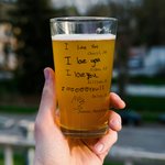 Personalized 1-6 Handwritten Text Design 16 oz Clear Beer Glass with Name and Age Father's Day Birthday Gift for Dad Grandpa Beer Lover